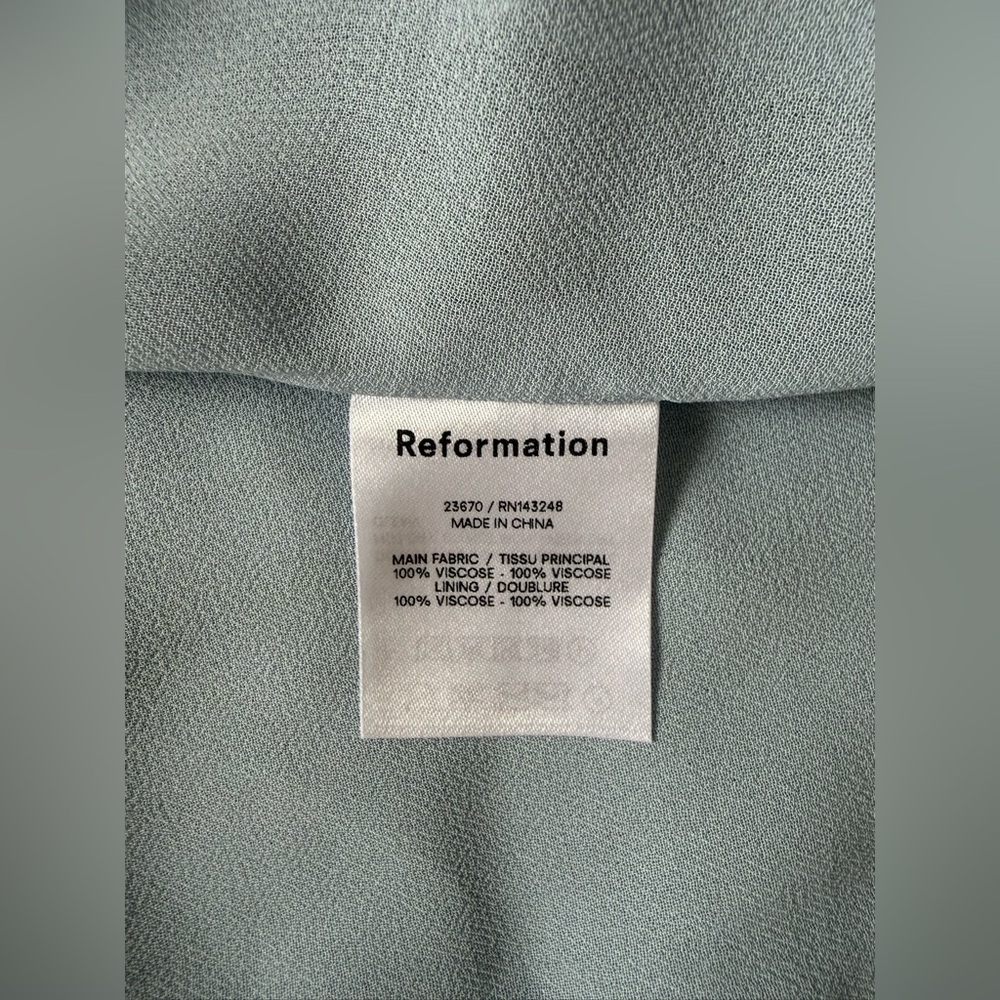 NEW Reformation Meadow Puff Sleeve Midi Dress in Mineral Blue | size S - Picture 12 of 14